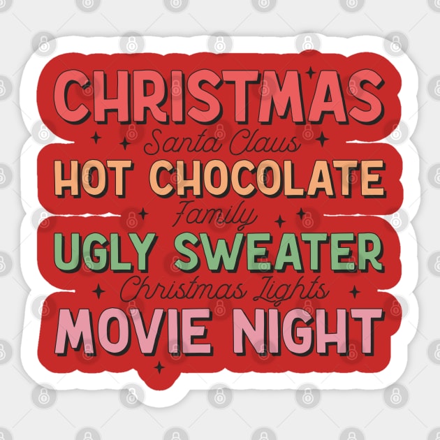 Christmas, Hot Chocolate, Ugly Sweater and Movie Night Sticker by Pop Cult Store